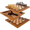 3-in-1 Chess, Backgammon, and Checkers Set  Wooden Board Game Set Folds for Practical Storage and Transport  Travel Board Games by Trademark Games view 2