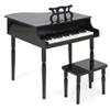Best Choice Products Kids Classic Wooden 30-Key Mini Grand Piano Musical Instrument Toy w/ Piano Lid, Bench, Foldable Music Rack, Song Book, Note Stickers, Enamel Finish - Black view 1