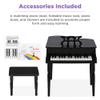 Best Choice Products Kids Classic Wooden 30-Key Mini Grand Piano Musical Instrument Toy w/ Piano Lid, Bench, Foldable Music Rack, Song Book, Note Stickers, Enamel Finish - Black view 4
