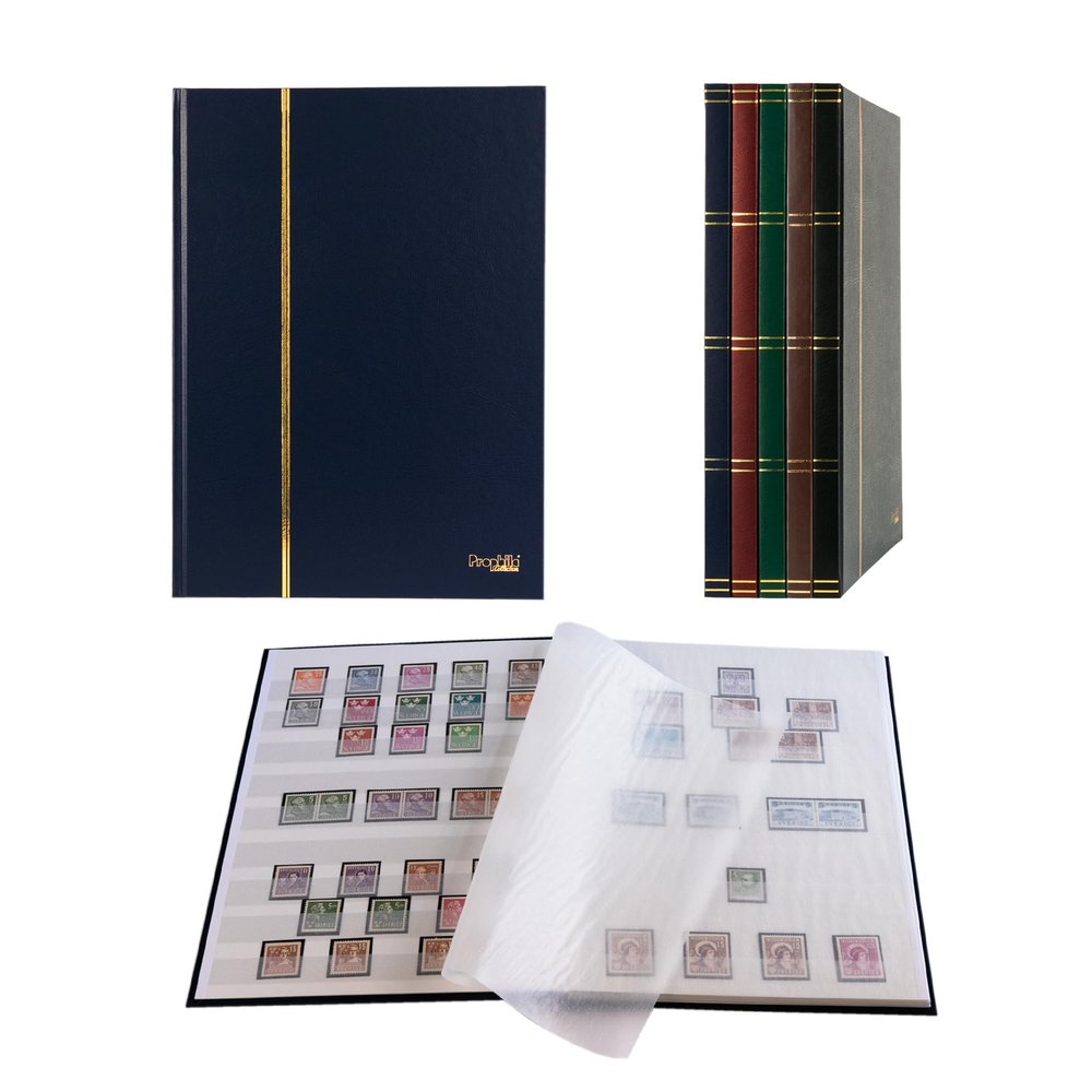 Prophila Stamp Album (New) 16 White Sides, Blue Cover