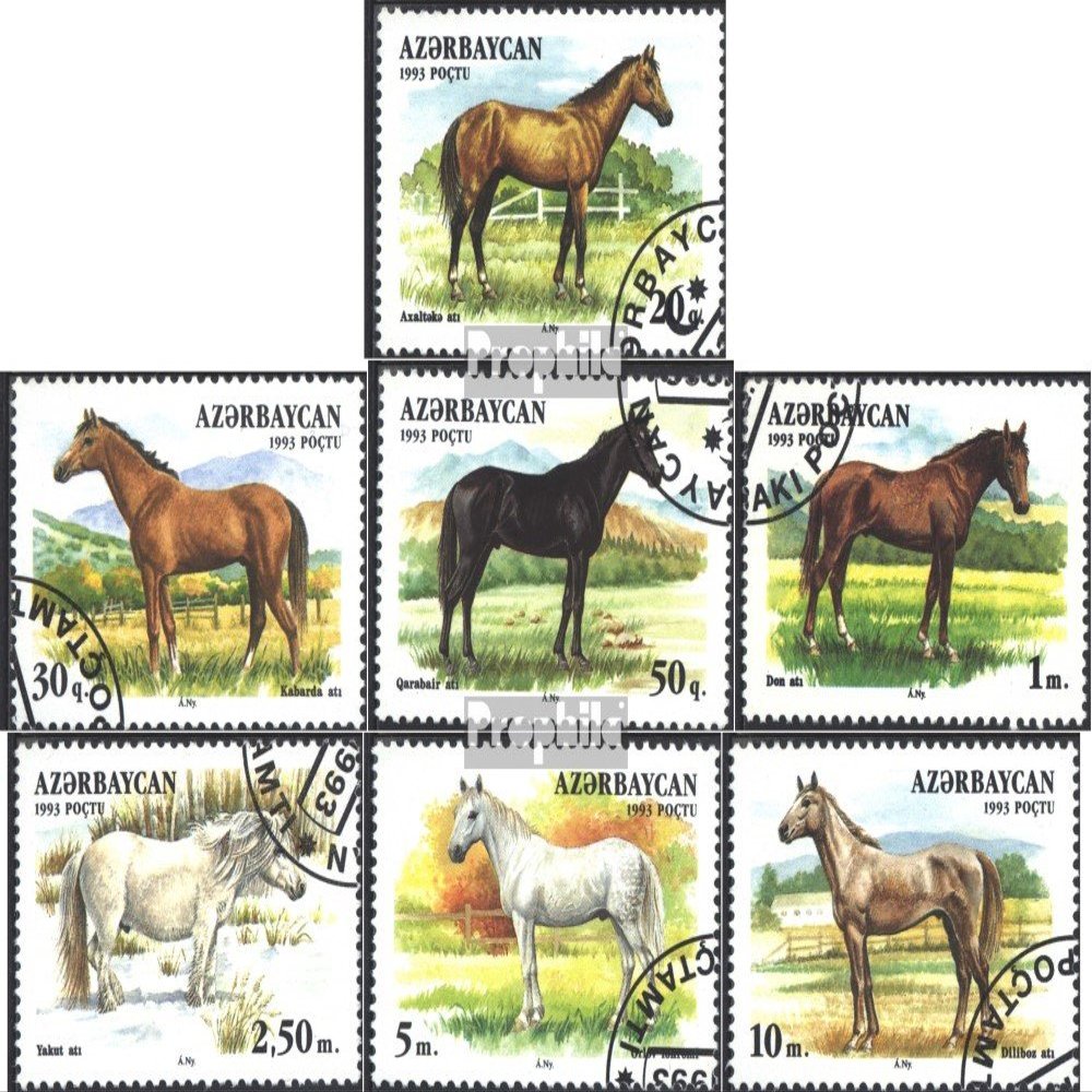 Aserbaidschan 79-85 (Complete.Issue.) 1993 Horses (Stamps for Collectors) Horses