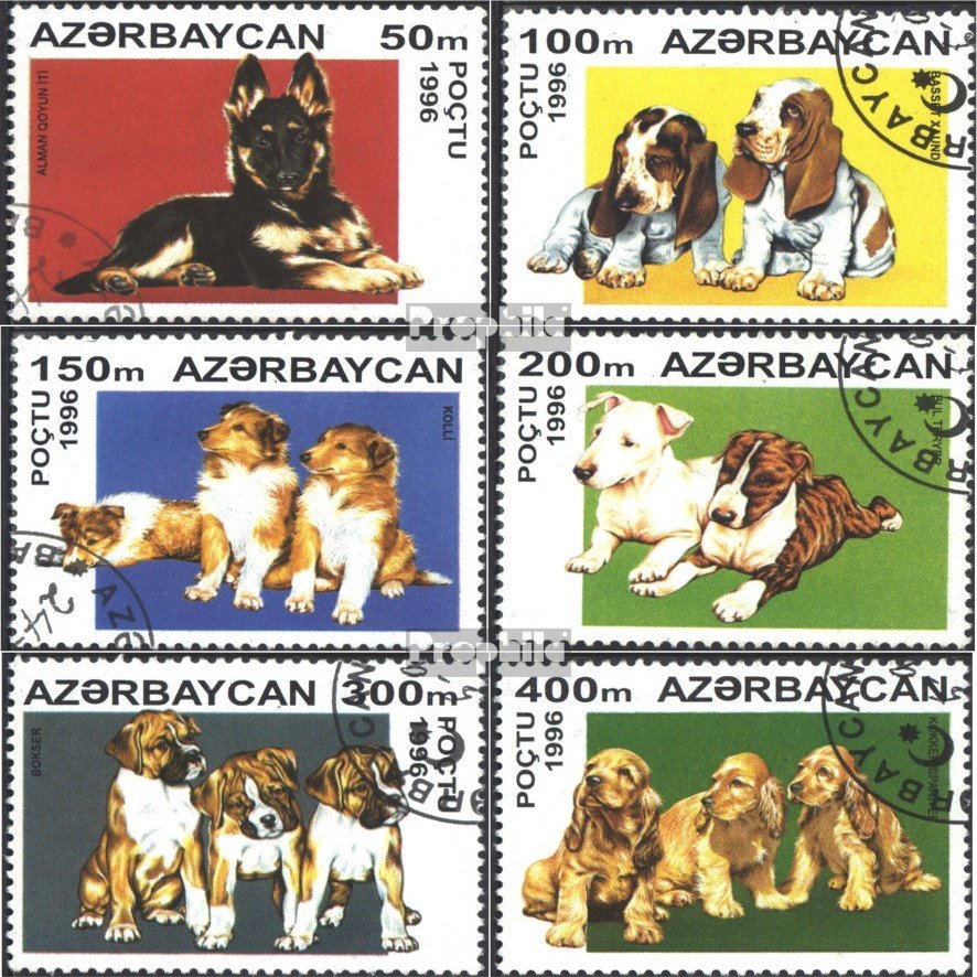 Aserbaidschan 306-311 (Complete.Issue.) unmounted Mint/Never hinged ** MNH 1996 Puppies (Stamps for Collectors) Dogs/Wolves/Hyenas