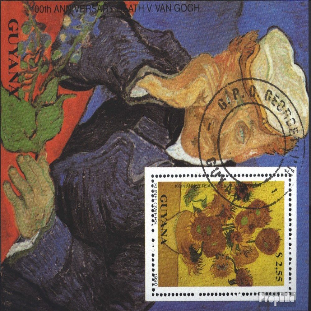 Prophila Collection Guyana block97 (Complete.Issue.) fine Used/Cancelled 1990 Paintings (Stamps for Collectors) Painting