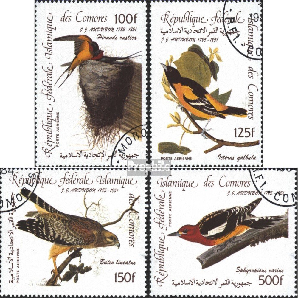 Comoros 726-729 (Complete.Issue) fine Used/Cancelled 1985 200.Birthday of J.J. Audubon (Stamps for Collectors) Birds