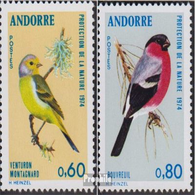 Andorra - French Post 261-262 (Complete.Issue.) unmounted Mint/Never hinged ** MNH 1974 Conservation (Stamps for Collectors) Birds