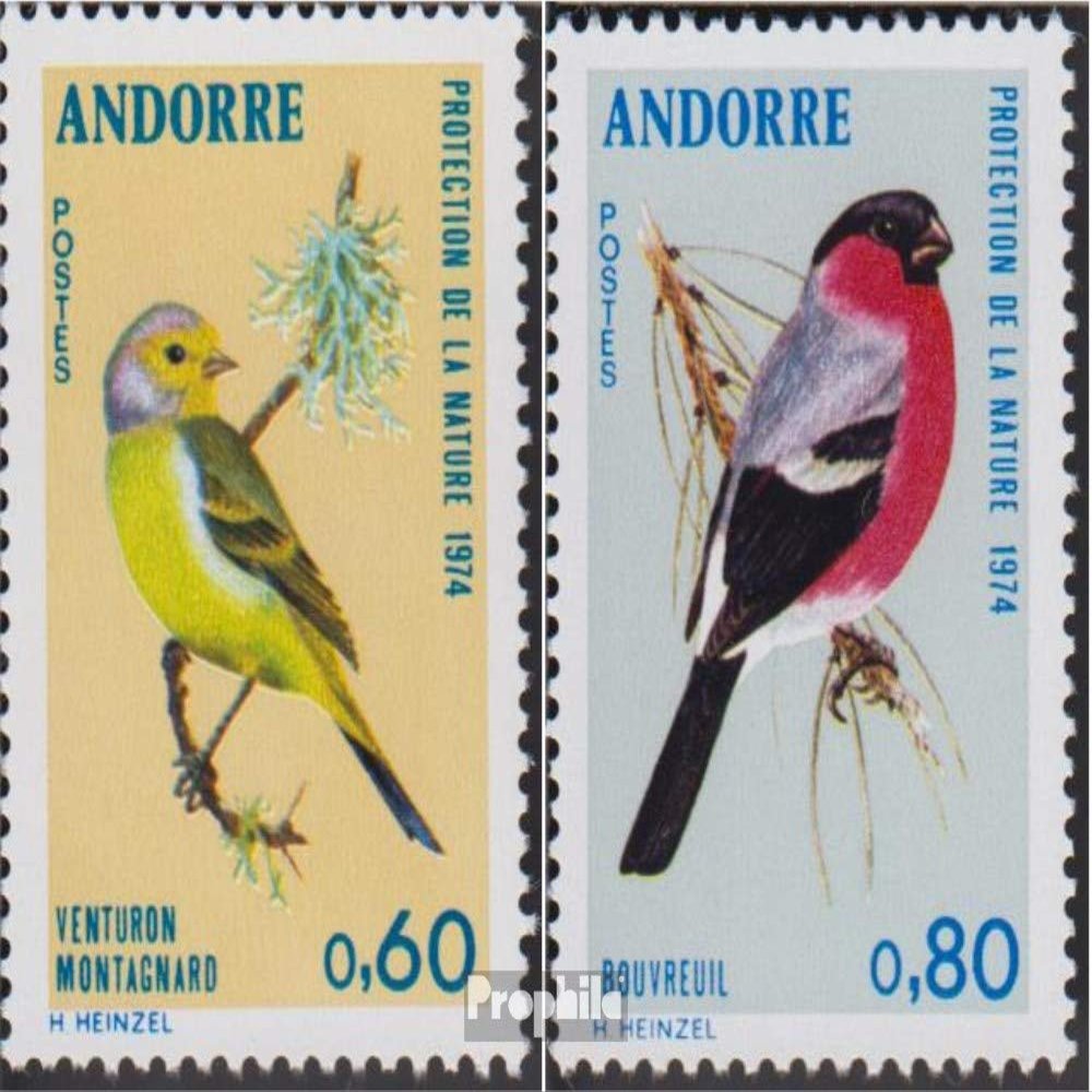 Andorra - French Post 261-262 (Complete.Issue.) unmounted Mint/Never hinged ** MNH 1974 Conservation (Stamps for Collectors) Birds
