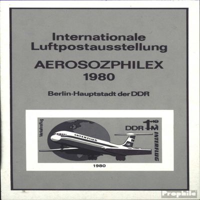 DDR block59s (Complete.Issue.) Black Print unmounted Mint/Never hinged ** MNH 1980 Interflug (Stamps for Collectors) Airplanes/Balloons/Zeppelins/Aviation