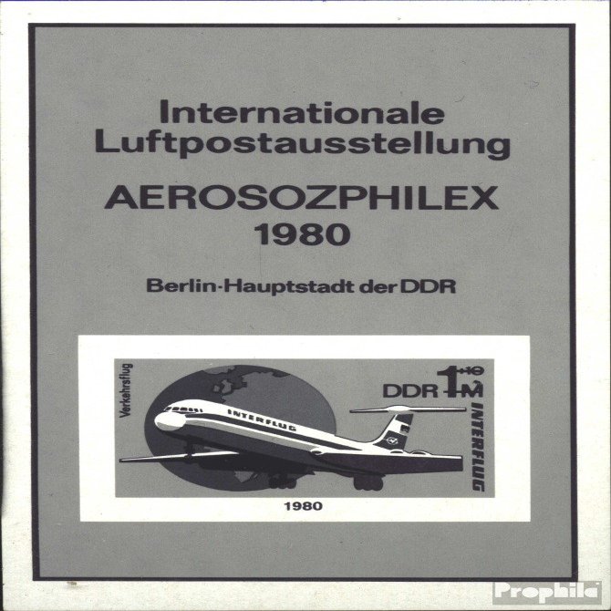 DDR block59s (Complete.Issue.) Black Print unmounted Mint/Never hinged ** MNH 1980 Interflug (Stamps for Collectors) Airplanes/Balloons/Zeppelins/Aviation