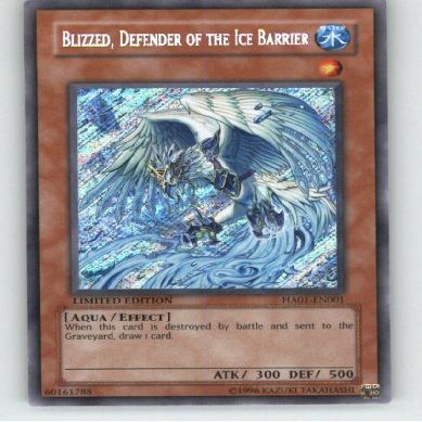 2009 YuGiOh! 5D's Hidden Arsenal # HA01-EN001 Blizzed, Defender of the Ice Barrier (Secret Rare) / Single YuGiOh! Card in Protective Sleeve
