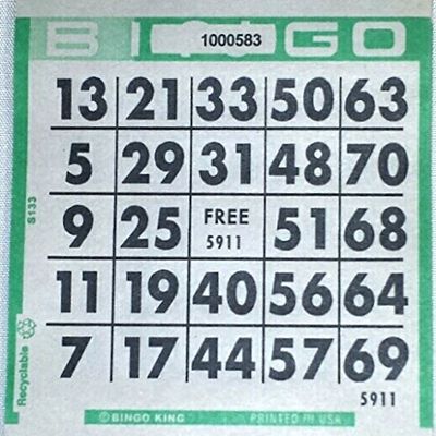 1on Aqua Bingo Paper Cards (500 sheets)