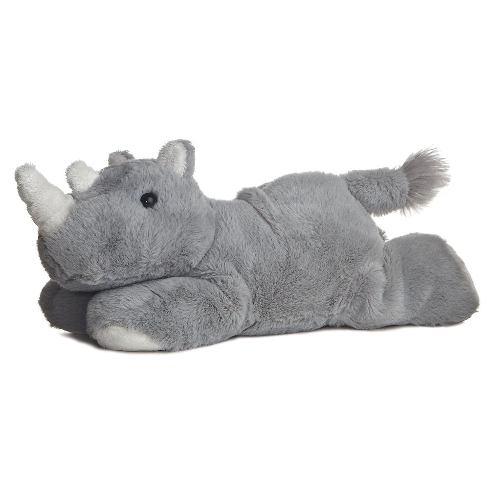 Aurora Adorable Mini Flopsie Rhino Stuffed Animal - Mini Companions Ready for Playful Adventures - for Kids All Ages, Toddlers, Adults, and Families - Gray 8 Inches