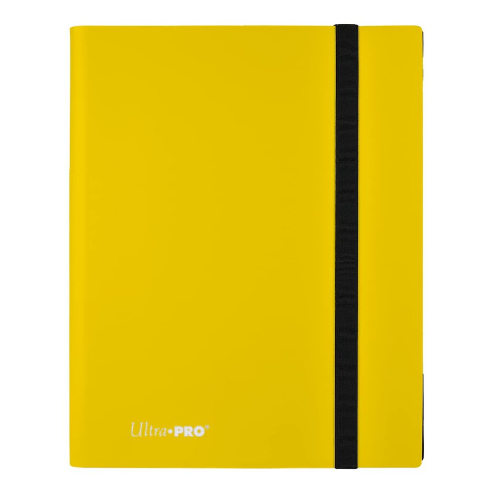 Ultra PRO 9 Pocket Lemon Yellow Pro Trading Card Binder - Holds 360 Cards for Pokemon Cards, Baseball Cards, Sports Cards - Archival-Safe Card Holder with Side-Loading Pockets, Elastic Strap Closure