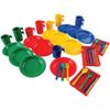 Constructive Playthings Indestructible Play Dishes Service for 12 Includes 3 Place Settings of Cups, 6 1/2" diam. Plates and Silverware Each in 4 Colors for Ages 19 Months and Up view 1