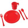 Constructive Playthings Indestructible Play Dishes Service for 12 Includes 3 Place Settings of Cups, 6 1/2" diam. Plates and Silverware Each in 4 Colors for Ages 19 Months and Up view 3