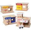 Consecutive Playthings Hospital, Restaurant and Toy & Grocery Stores Wooden Play Buildings and Wooden Ambulance for Ages 3 Years and Up view 1