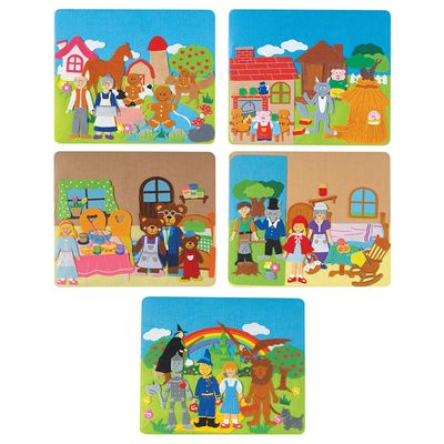 Constructive Playthings Classic Stories Felt Board Story Sets, Flannel Board for Preschool Learning Activities, With Three Little Pigs, Goldilocks, Red Riding Hook, Red Hen and Gingerbread Boy, 3+