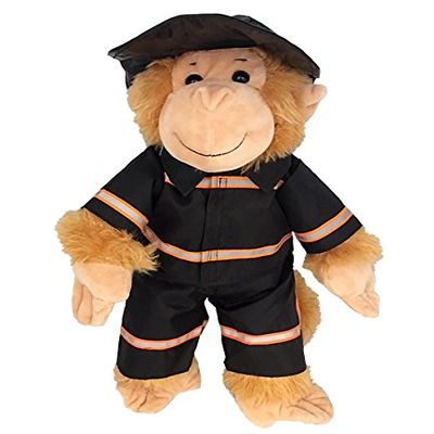 Black Firefighter w/Hat Teddy Bear Clothes Fits Most 14" - 18" Build-A-Bear and Make Your Own Stuffed Animals