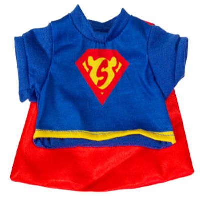 Super Bear T-Shirt with Cape Teddy Bear Clothes Fits Most 8" - 10" Stuffed Animals
