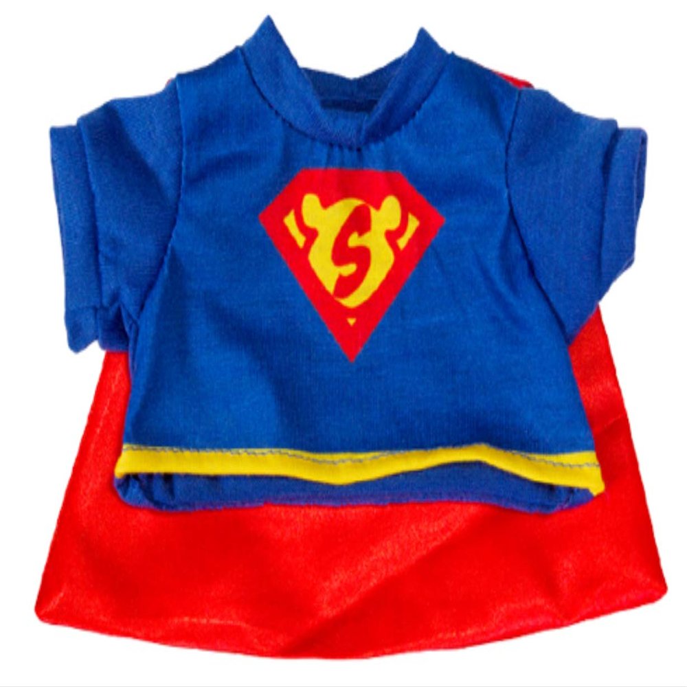 Super Bear T-Shirt with Cape Teddy Bear Clothes Fits Most 8" - 10" Stuffed Animals
