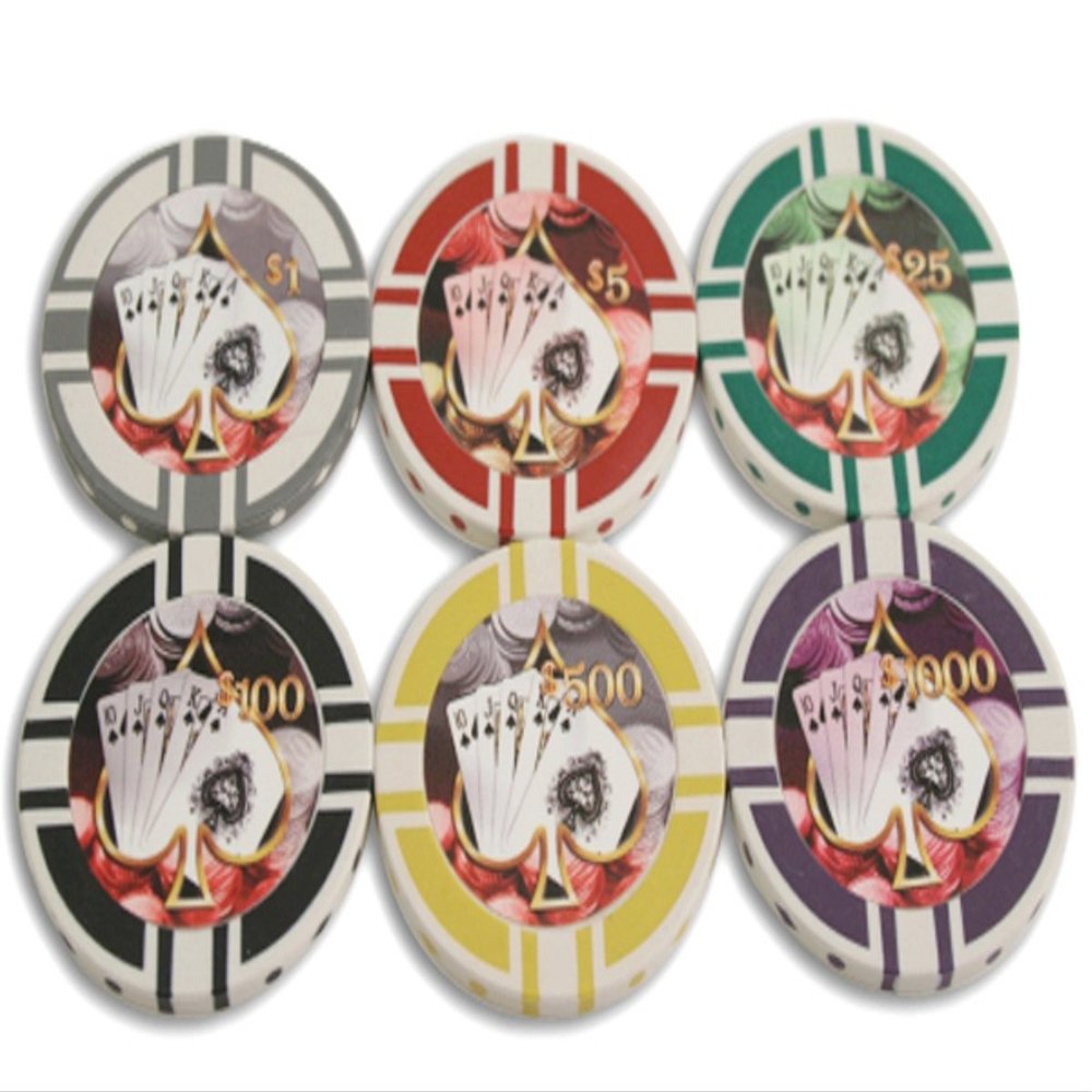 Big Blind Poker Royal Flush 13.5gm Clay Poker Chip Sample Set - 6 New Chips (Medium, Casino, Adult, 1 Player, $1-$1000)