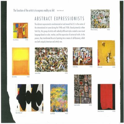 Abstract Expressionists Sheet of Ten 44 Cent Stamps Scott 4444 By USPS