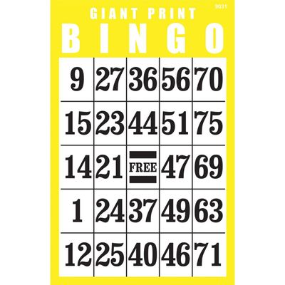 Giant Print Bingo Card- Yellow