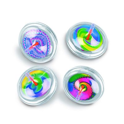 Fun Express - Plastic Swirl Spin Top - Value Toys - 12 Pieces