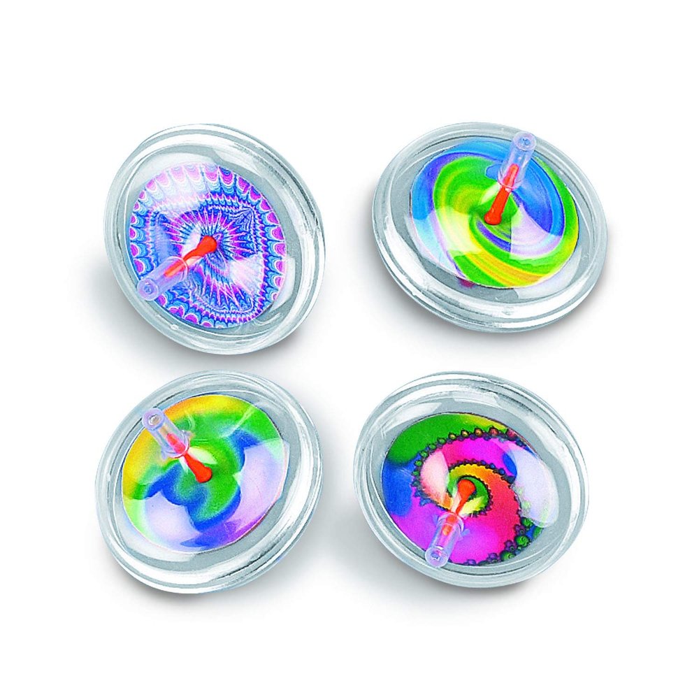 Fun Express - Plastic Swirl Spin Top - Value Toys - 12 Pieces