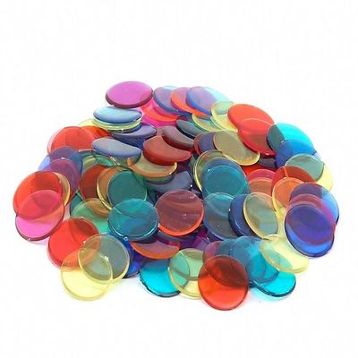 Hygloss Products, Inc 100-pk Chips-Plastic Color Bingo Supplies Discs for Counting, Game Tokens, Markers-Translucent, 7/8" Diameter, 100 Pcs