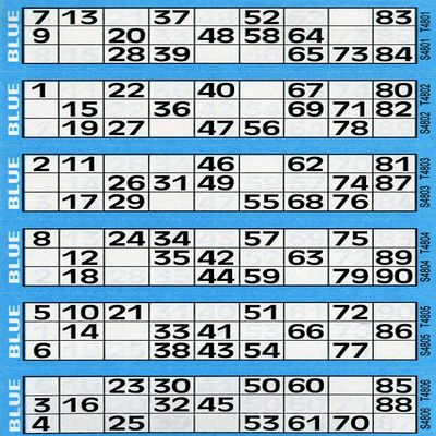 Jumbo Bingo Ticket Singles, 6 to View Pad, Blue by ClubKing Ltd