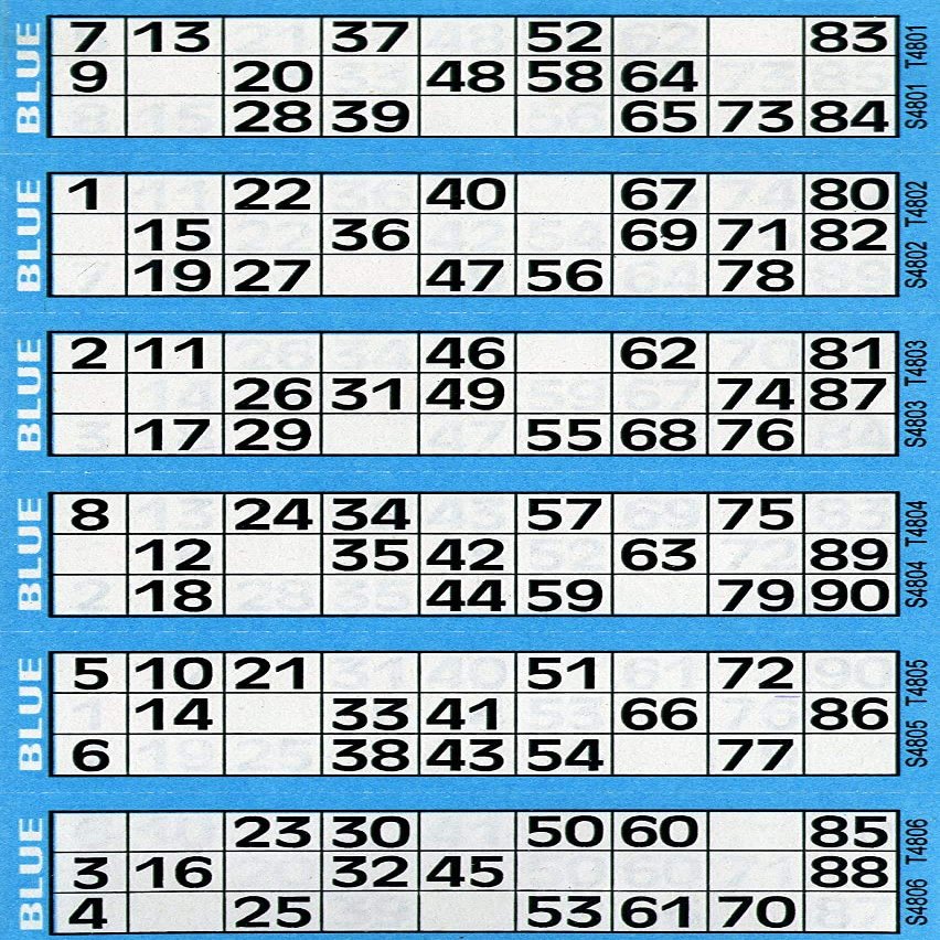 Jumbo Bingo Ticket Singles, 6 to View Pad, Blue by ClubKing Ltd