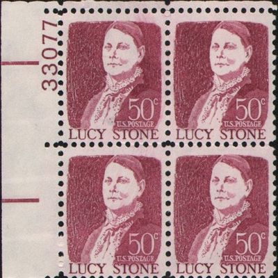 1968 LUCY STONE - ABOLITIONIST - SUFFRAGIST ~ CIVIL RIGHTS ~ FEMINISM #1293 Plate Block of 4 x 50 cents US Postage Stamps