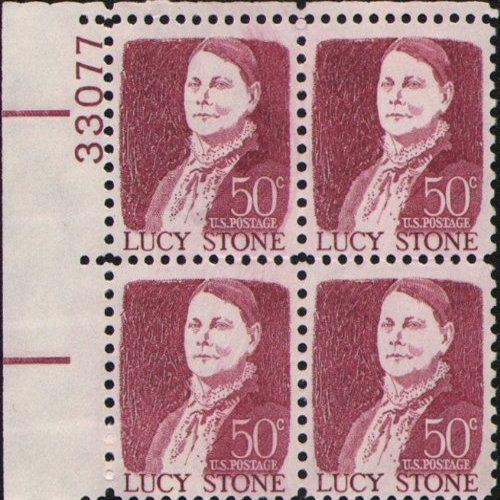 1968 LUCY STONE - ABOLITIONIST - SUFFRAGIST ~ CIVIL RIGHTS ~ FEMINISM #1293 Plate Block of 4 x 50 cents US Postage Stamps