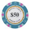 Brybelly Monte Carlo Premium Poker Chips (50-Pack) Heavyweight 14-Gram Clay Composite ($50 Teal) view 1
