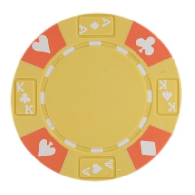 Brybelly Ace King Suited Poker Chip Heavyweight 14-gram Clay Composite Pack of 50 (Yellow)