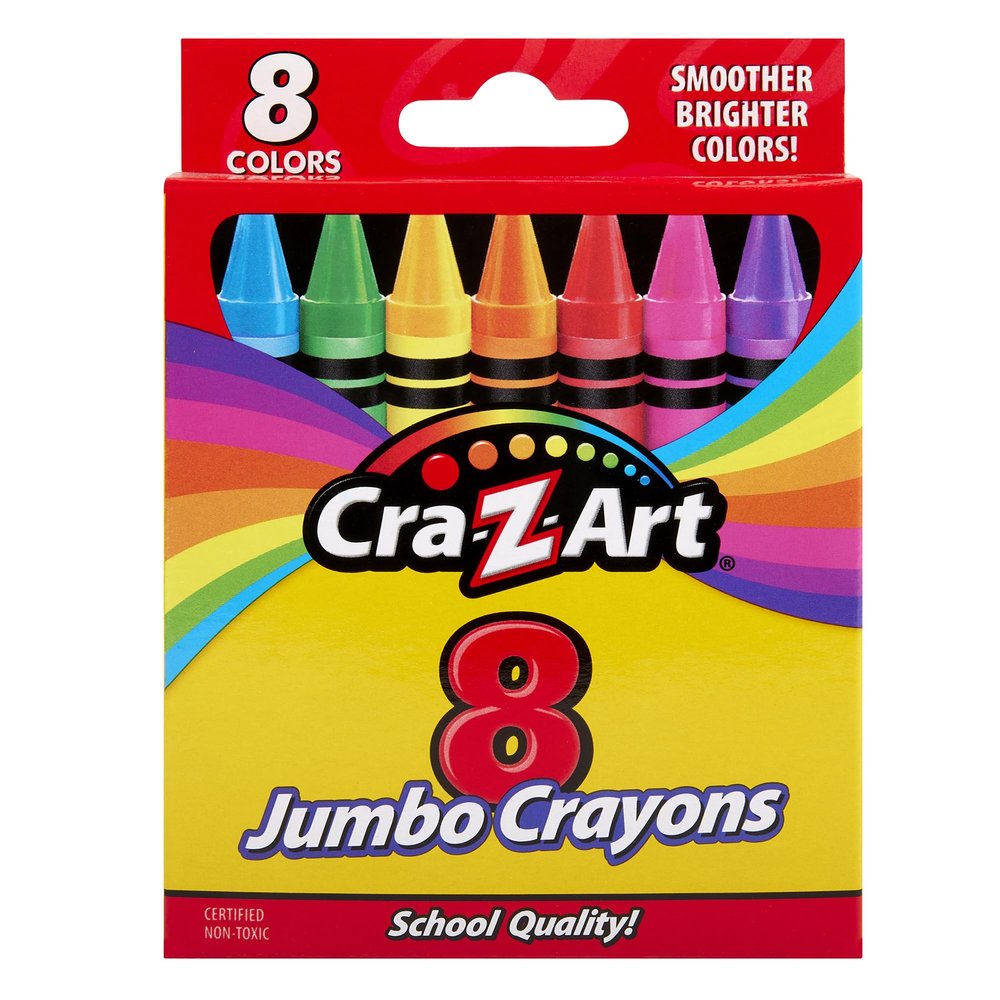 Cra-Z-Art 8ct Jumbo Crayons for Children, Back to School Essential for Ages 3 and Up