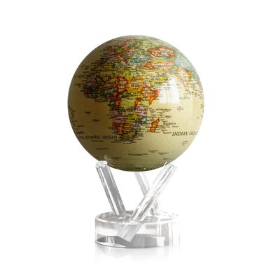 MOVA Globe Political Map Yellow 4.5 | Vintage-Style Rotating Globe Powered by Light | No Batteries or Cords | Antique World Map for Home or Office Decor