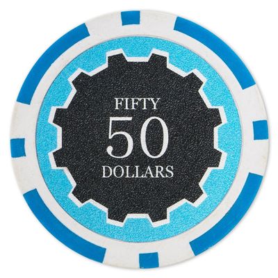 Brybelly Eclipse Poker Chips Heavyweight 14-gram Clay Composite - Pack of 50 ($50 Light Blue)