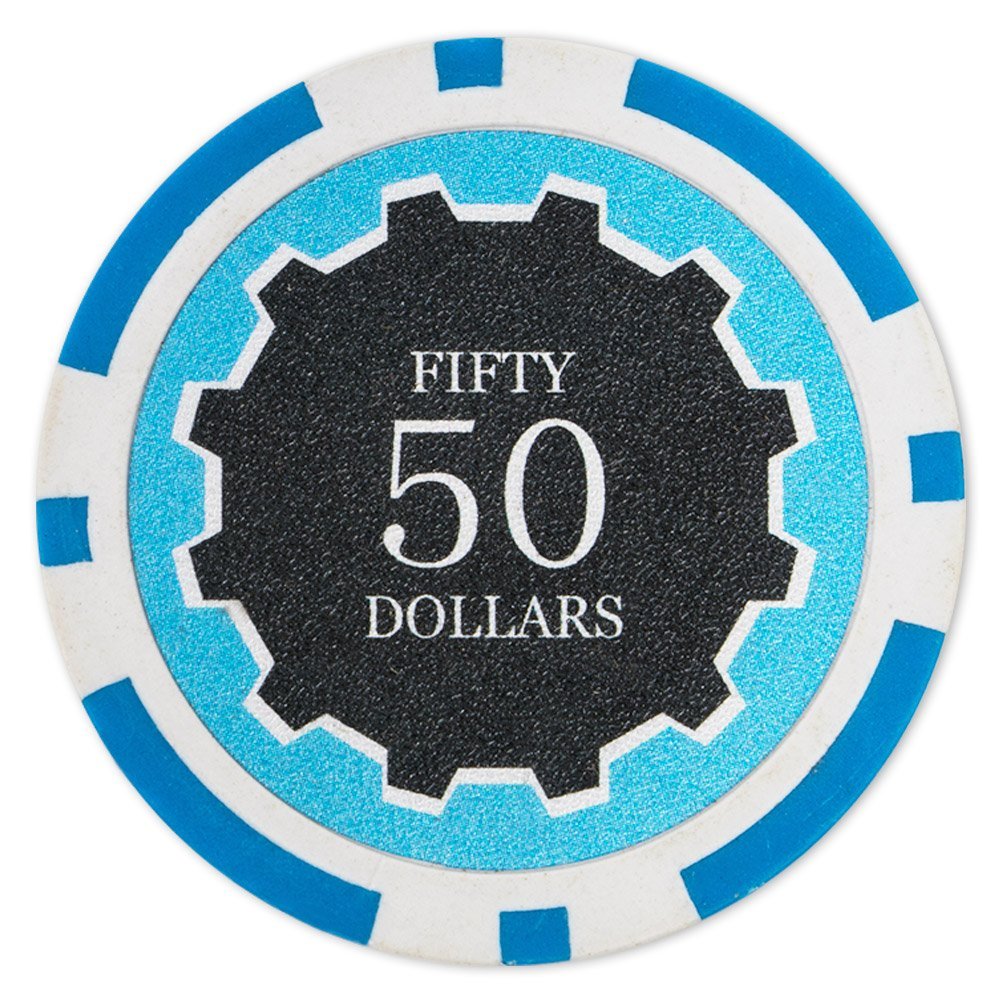 Brybelly Eclipse Poker Chips Heavyweight 14-gram Clay Composite - Pack of 50 ($50 Light Blue)