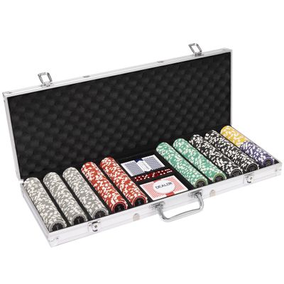 Brybelly 500-Count Eclipse Poker Chip Set & Padded Aluminum Case Heavyweight 14g Clay Composite Chips with Case & Playing Cards + Dealer Button - Poker, Texas Hold 'em, Casino Game Night