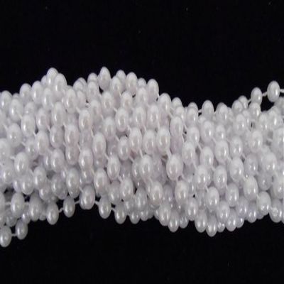 33 inch 07mm Round Pearl White Mardi Gras Beads - 1 Dozen ( 12 necklaces)