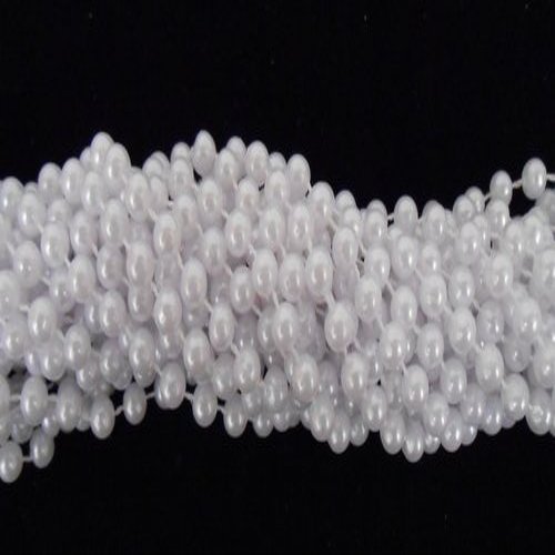 33 inch 07mm Round Pearl White Mardi Gras Beads - 1 Dozen ( 12 necklaces)