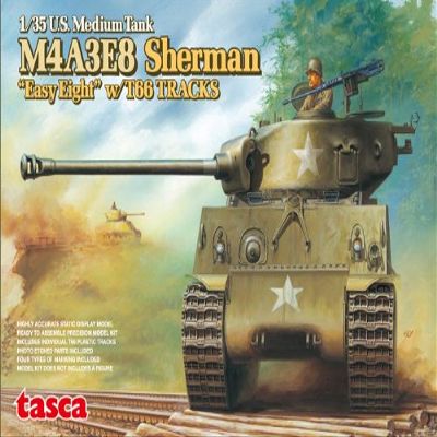 1/35 Scale U.S Medium Tank M4A3E8 Sherman "Easy Eight" w/ T66 Tracks Model Construction Kit
