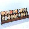 2 Rows Challenge Coin/Casino Chip Display Rack Holder -Walnut Finish view 1