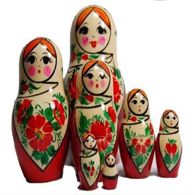 Nesting Doll w/White Scarf 7pc,/6"