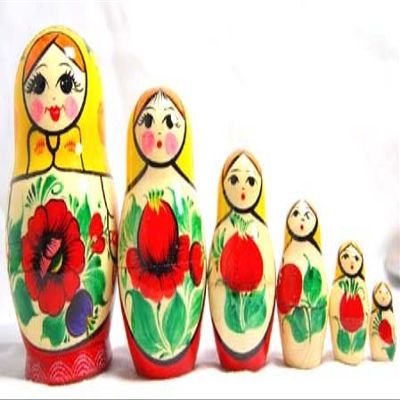 Golden Cockerel Nesting Doll with Yellow Scarf 6pc./5"