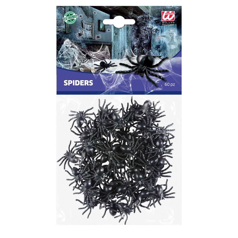 Widmann 8238R Spider Set, 60 Pieces, Decoration, Halloween, Theme Party