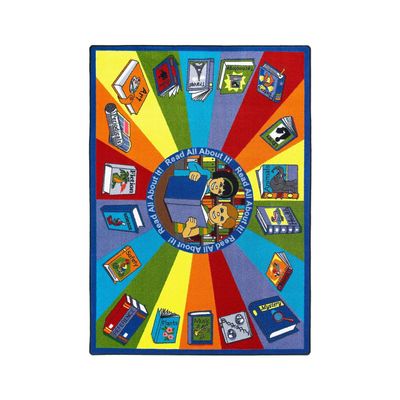 Joy Carpets Read All About It 7'8" x 10'9" Area Rug in Color Multi