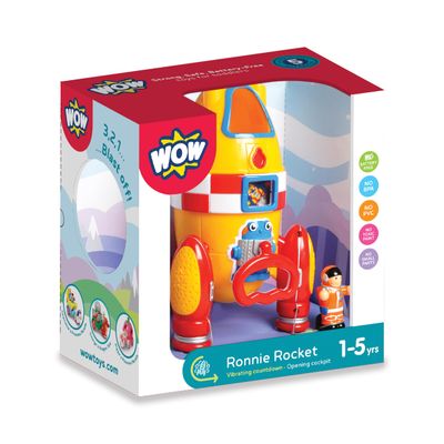 WOW Toys Ronnie the Rocket Friction Powered Space Rocket with Astronaut & Countdown Sounds | No Batteries, Durable Toddler Toy for Ages 15