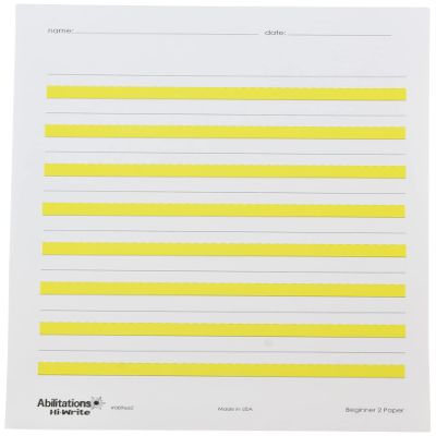 Abilitations Hi-Write Beginner Paper, Level 2, Pack of 100,89662,Yellow/White